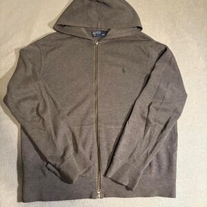 Grey‎ Vintage Fleece Cotton Ralph Lauren zip up hoodie Size Large